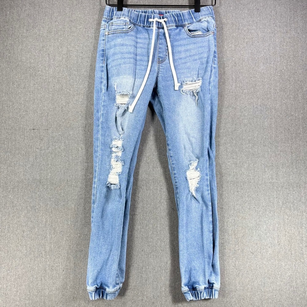 Guess Denim Joggers Womens Size S Blue Distressed Ripped Q2BA13D2XP0